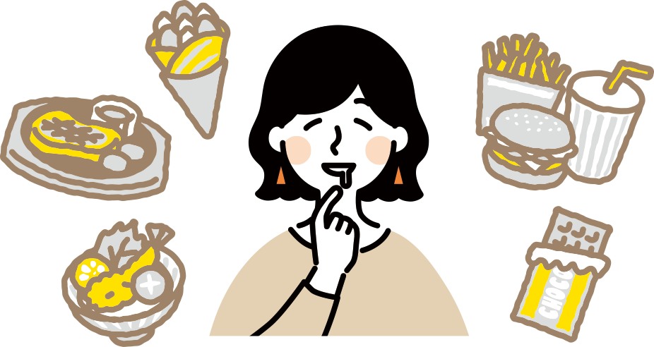 食べすぎ注意イラスト