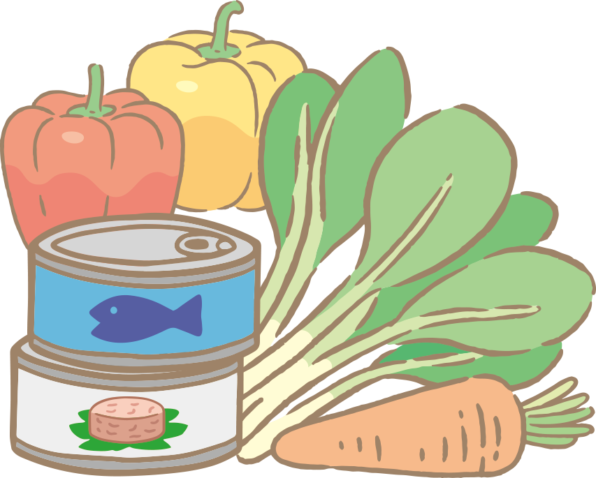 缶詰と野菜のイラスト
